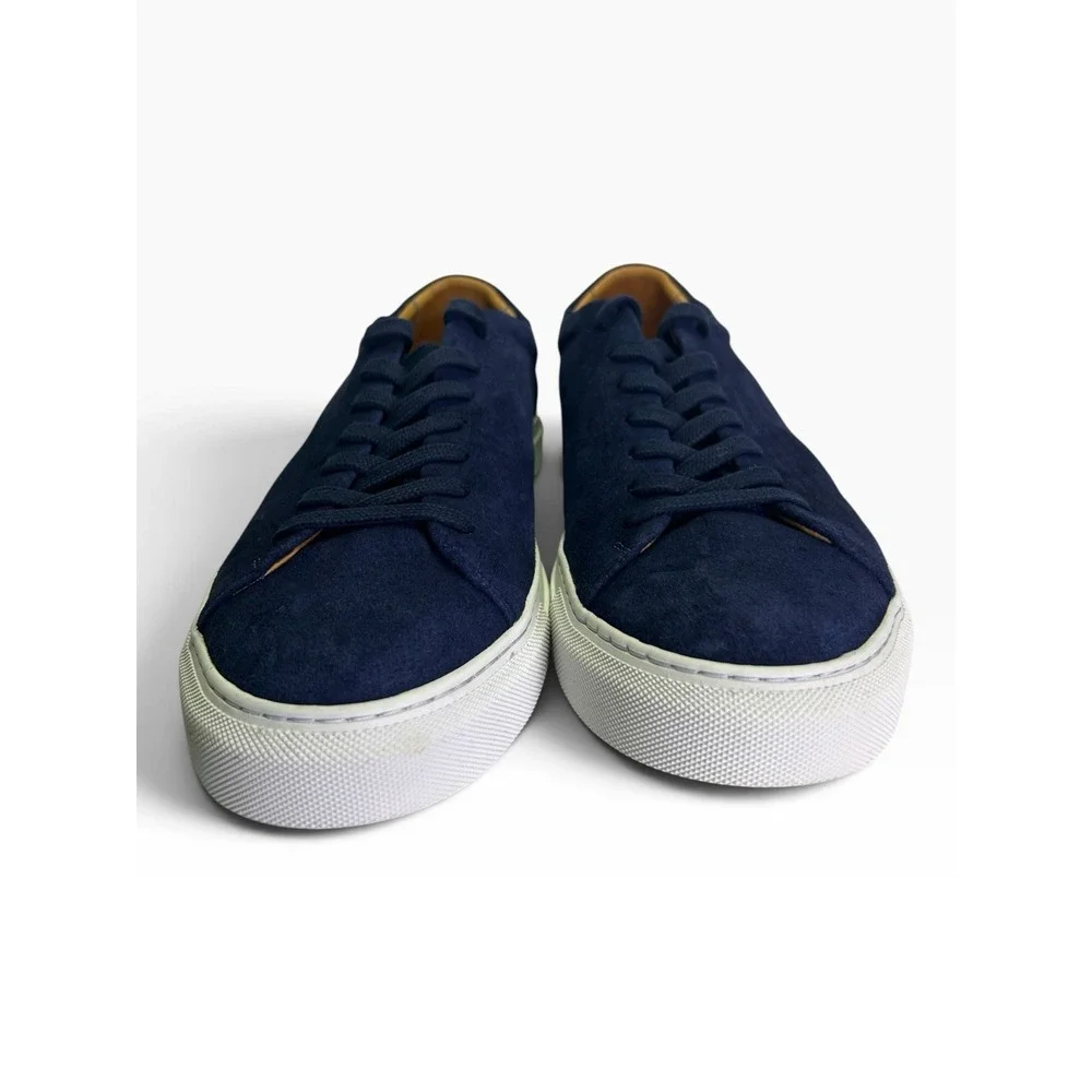 Beckett Simonon Reid Navy Blue Suede Minimalist Low Top Sneakers Men's Size 13